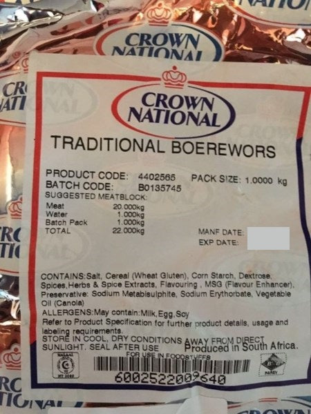 Traditional Boerewors Spice 1kg